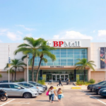 Modern shopping mall with palm trees Batu Pahat Mall